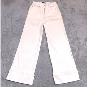 Fidelity Women's Cream Winter White Straight Leg Cuffed Denim Jeans Ziggy